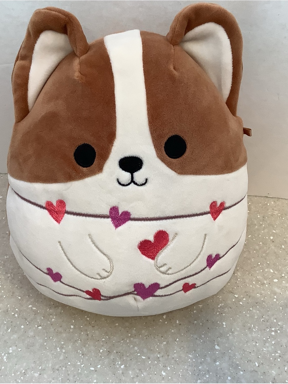 Squishmallows Plush Reginald Corgi Valentine Dog 8” Stuffed Animal Embrod Hearts